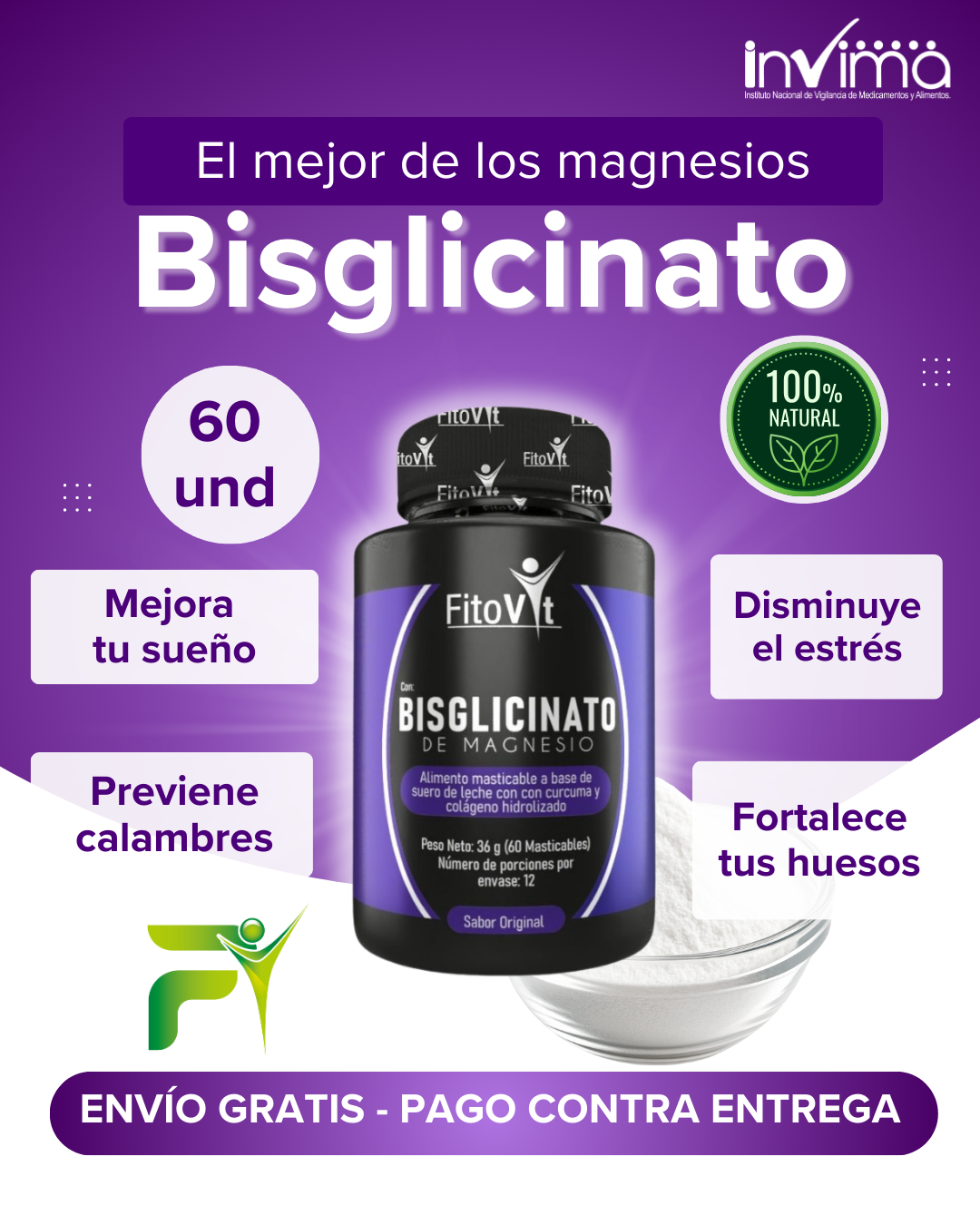 BISGLICINATO DE MAGNESIO X60UND FITOVIT